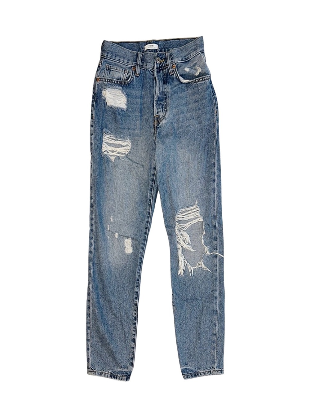 FOREVER 21 Women's Button Fly Distressed Jeans 24 Inch Waist